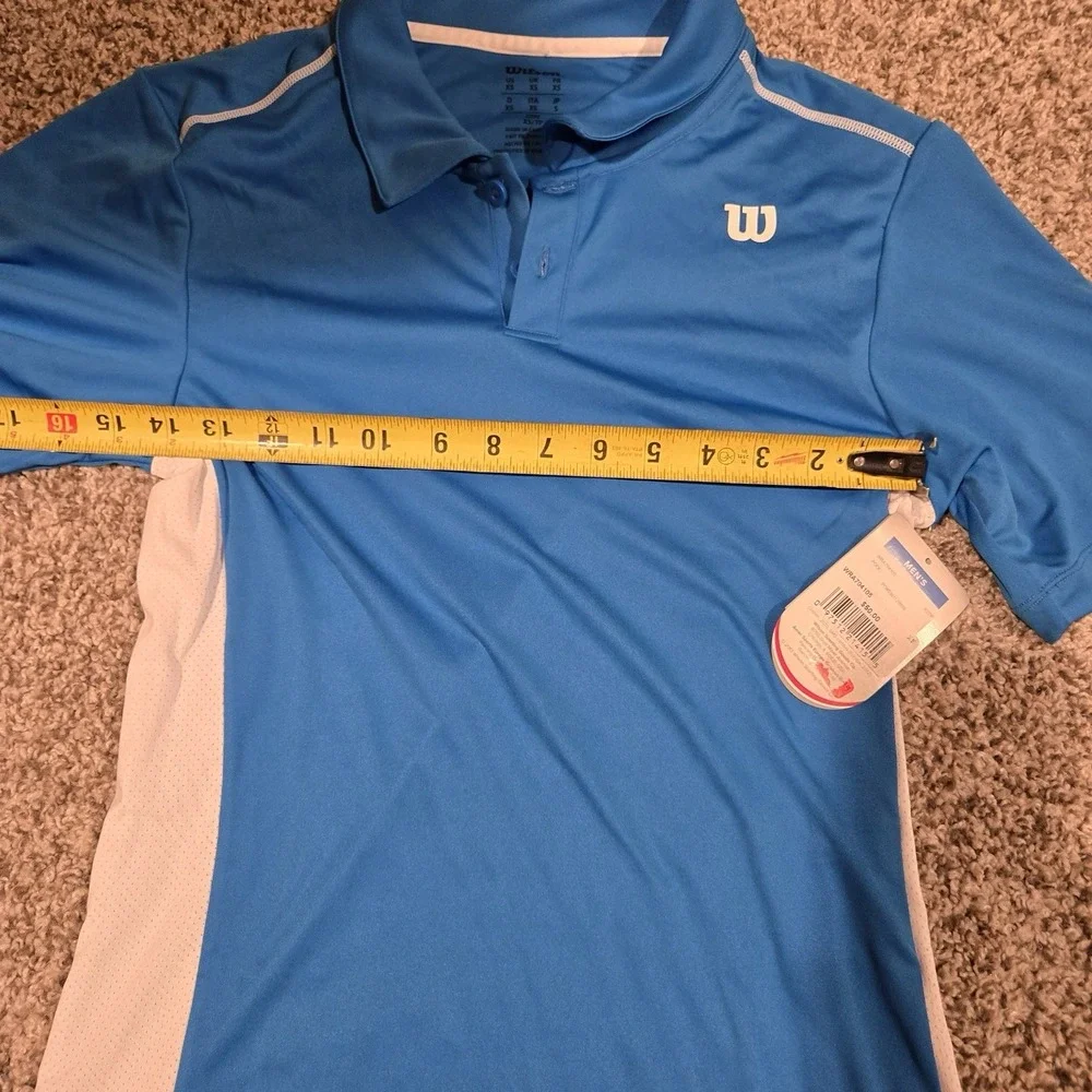 2011 Wilson Tennis Men's Polo Shirt Size XS NEW Deadstock Blue And White Perf - Picture 6 of 7